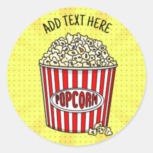 Deze Retro Pop Art Popcorn op maat gemaakt Ronde Sticker