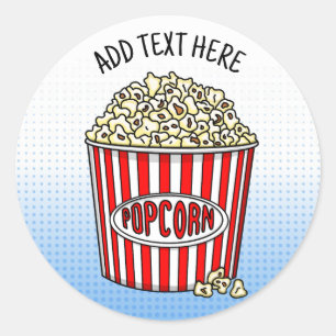 Deze Retro Pop Art Popcorn op maat gemaakt Ronde Sticker
