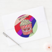 Deze Retro Pop Art Popcorn op maat gemaakt Ronde Sticker (Envelop)