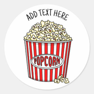 Deze Retro Popcorn werd gepersonaliseerd Ronde Sticker
