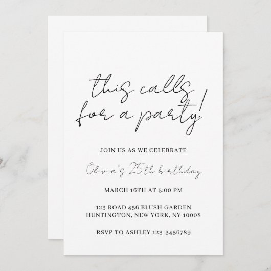 Deze Roept een Feestelijke Uitnodiging Bewerkbare  (Voorkant / Achterkant)