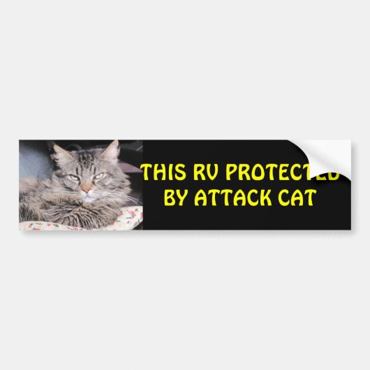Deze RV beschermd door aanvalscat Bumpersticker (Voorkant)