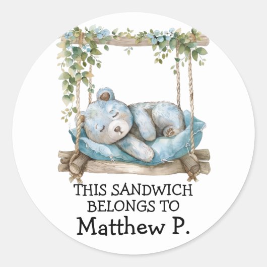 Deze sandwich behoort toe aan - Blue Teddy Bear Ronde Sticker (Voorkant)