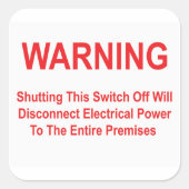 Deze schakelaar koppelt de stroomtoevoer af vierkante sticker (Voorkant)