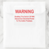 Deze schakelaar koppelt de stroomtoevoer af vierkante sticker (Tas)