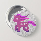 Deze schattige roze en Paarse Pony-Button personal Ronde Button 7,6 Cm (Voorkant /achterkant)