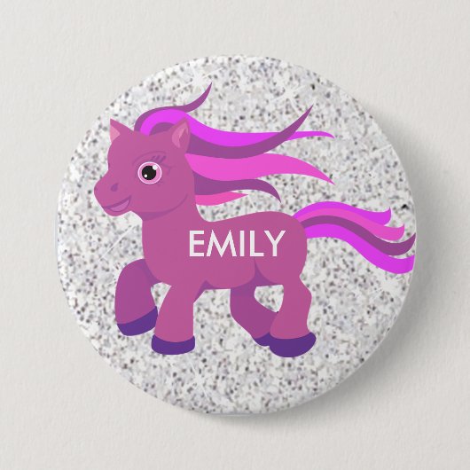 Deze schattige roze en Paarse Pony-Button personal Ronde Button 7,6 Cm (Voorkant)