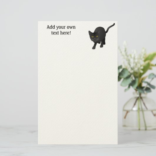 Deze schattige zwarte kat personaliseren briefpapier (Staand voorkant)