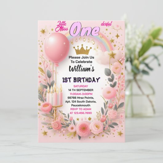 Deze Schattigee Queen Little Miss Onederful 1e Ver Kaart (Staand voorkant)