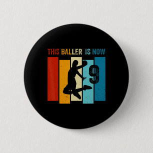 Deze Skelet Ler Is Nu 9 Jaar Verjaardagsfeest Jong Ronde Button 5,7 Cm