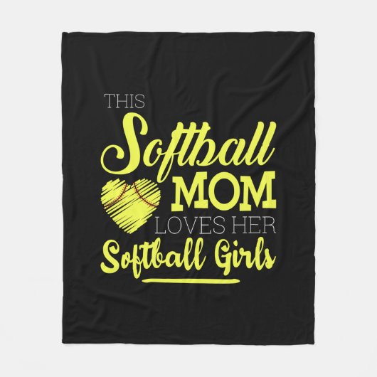Deze softbalmoeder houdt van haar Softball Girls Fleece Deken (Voorkant)