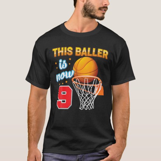 Deze speler is nu 9 jaar oud, 9 jaar oud Basketb T-shirt (Voorkant)