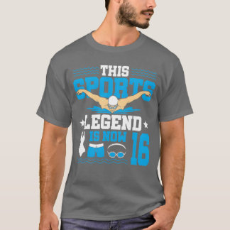 Deze sportlegende is nu 16 zwemmen 16e cadeau vi t-shirt
