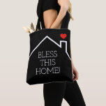 Deze startpagina is leeg tote bag<br><div class="desc">Op de voor- en achterkant van deze canvas tas staat een rood hart boven het dak van een huis met de woorden "Bless This Home!". VERANDEREN DE ACHTERGRONDKLEUR naar alles - wij shows zwart.</div>
