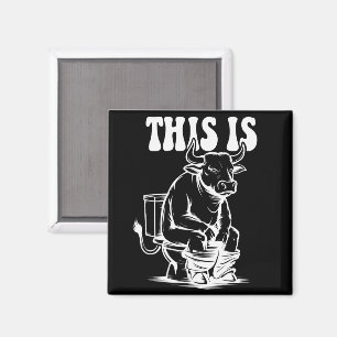 Deze stier zit op een toilet Grappige western Magneet