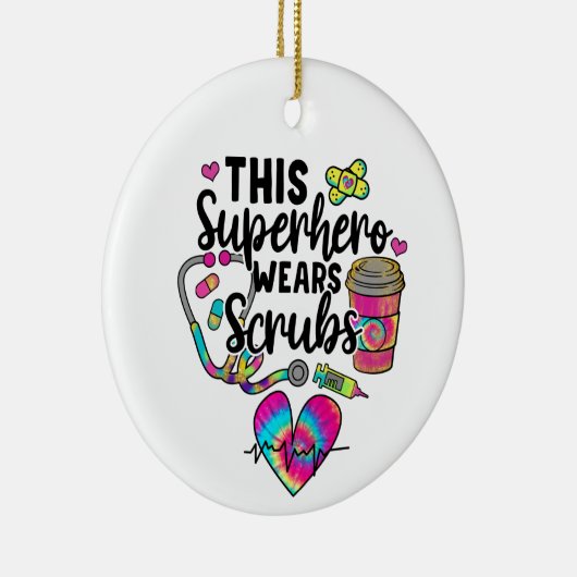 Deze superheld Wears scrubs Keramisch Ornament (Rechts)