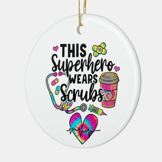 Deze superheld Wears scrubs Keramisch Ornament (Links)