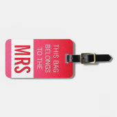 Deze tas behoort tot mevrouw Hot Pink Bagagelabel (Voorkant horizontaal)