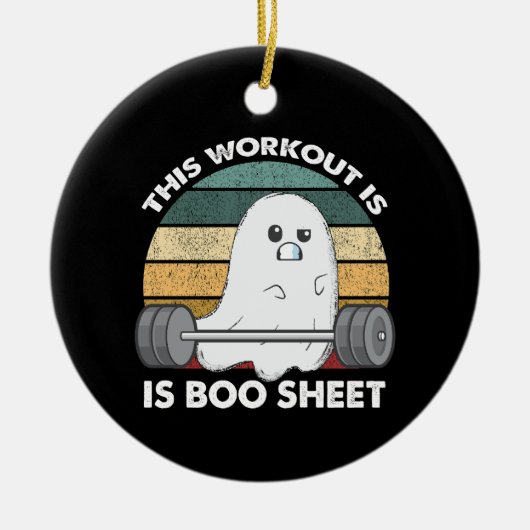 Deze training is Boot Sheet Gym Ghost Halloween Keramisch Ornament (Voorkant)
