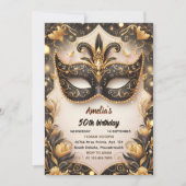 Deze Tutu Zwart Goud Chique Masquerade 50e Verjaar Kaart (Voorkant)