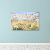 Deze vallei in Badlands National Park heeft yel Canvas Afdruk (Insitu (Houten vloer))