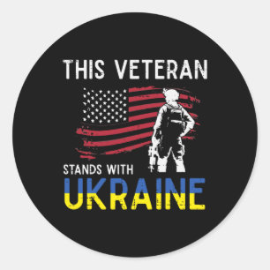 Deze veteraan staat achter Oekraïne Vlag van de VS Ronde Sticker