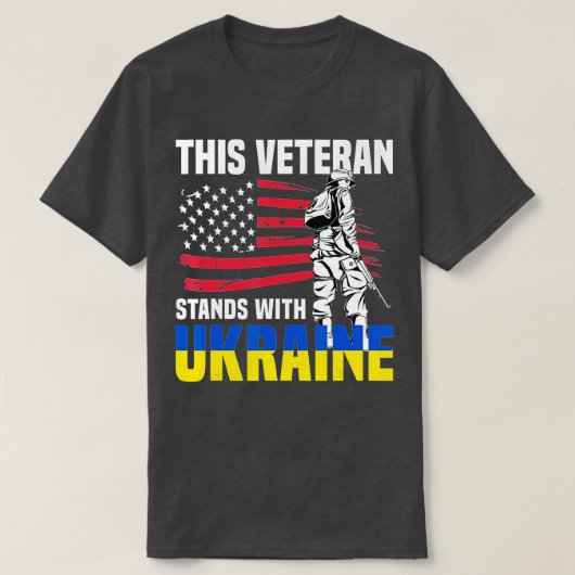 Deze veteraan staat met Oekraïne T-shirt (Design voorkant)