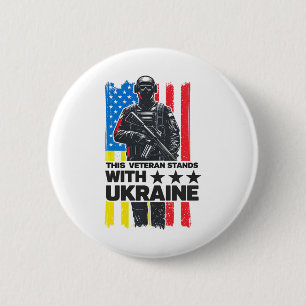 Deze veteraan steunt Oekraïne Steun Oekraïne V Ronde Button 5,7 Cm