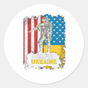Deze veteraan steunt Oekraïne Steun Oekraïne V Ronde Sticker