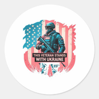 Deze veteraan steunt Oekraïne Steun Oekraïne V Ronde Sticker