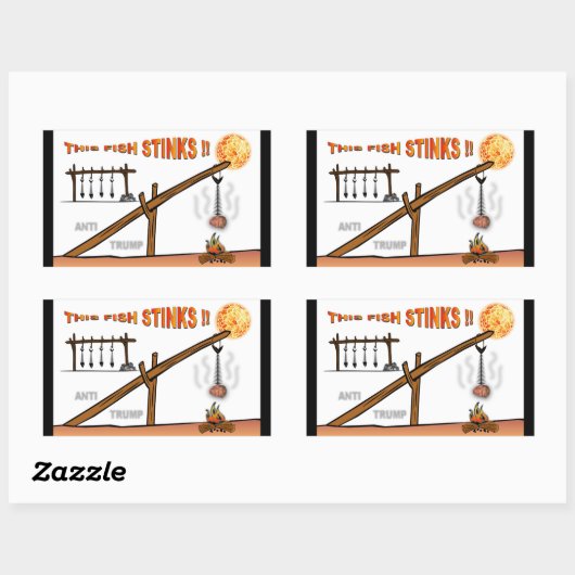 Deze vis stinkt! / antitrump, rechthoekige sticker (Vel)