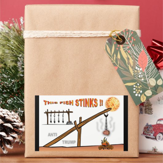 Deze vis stinkt! / antitrump, rechthoekige sticker (Feestdagen)