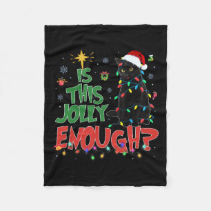 Deze vrolijke genoeg zwarte kat vrolijke kerstboom fleece deken