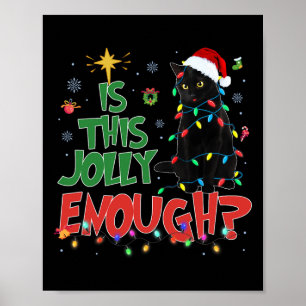 Deze vrolijke genoeg zwarte kat vrolijke kerstboom poster