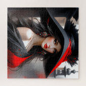 Deze vrouw heeft een fantastisch gezicht. Ze is bl Legpuzzel (Horizontaal)