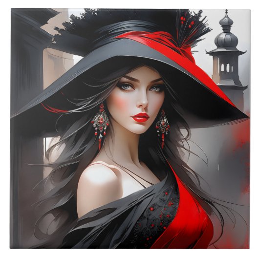 Deze vrouw heeft een fantastisch gezicht. Ze is bl Tegeltje (Voorkant)