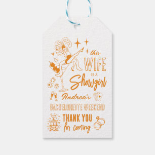 Deze vrouw is een showgirl vrijgezellenweekend cadeaulabel
