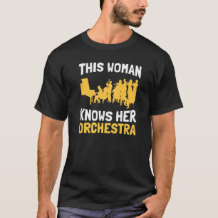 Deze vrouw kent haar orkestmuzikanten muziek of t-shirt