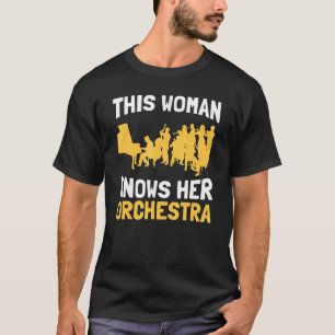Deze vrouw kent haar orkestmuzikanten muziek van t-shirt