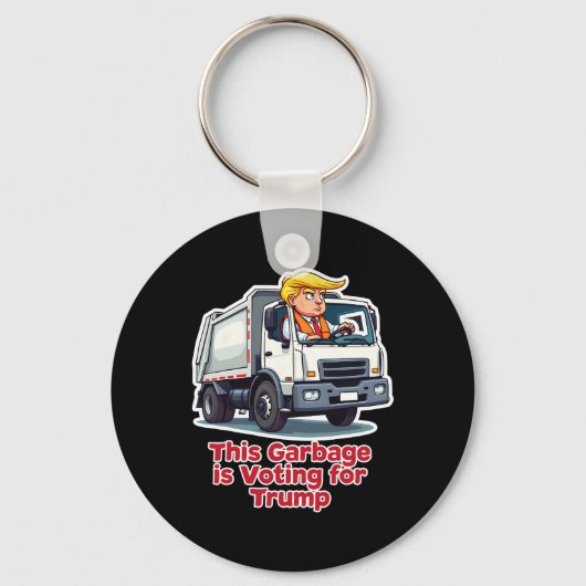 Deze vuilnisbak stemt op Trump Funny Garbage Truck Sleutelhanger (Voorkant)