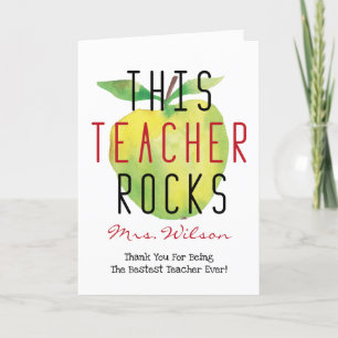 Deze Waterverf-Apple van leraar Rocks Bedankkaart