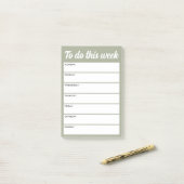 Deze week doen uitgeschakeld salie groene weekplan post-it® notes (Op bureau)