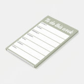 Deze week doen uitgeschakeld salie groene weekplan post-it® notes (Schuin)