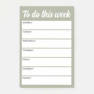 Deze week doen uitgeschakeld salie groene weekplan post-it® notes