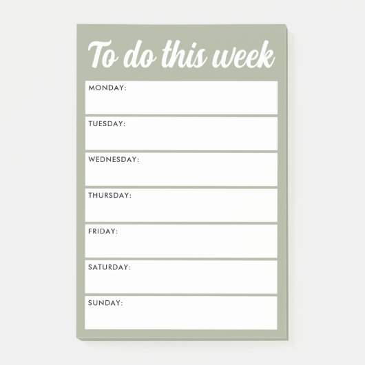 Deze week doen uitgeschakeld salie groene weekplan post-it® notes (Voorkant)