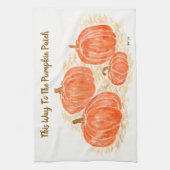 Deze weg naar de pompoen patch Waterverf pompoenen Theedoek (Verticaal)