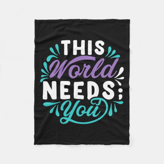 Deze Wereld Heeft Jou Premium Tri-Blend Design Fleece Deken (Voorkant)