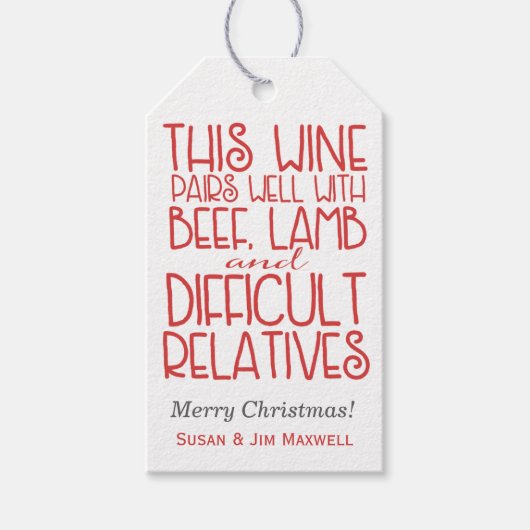 Deze wijn paren goed op maat cadeaulabel (Voorkant)