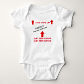 "DEZE ZIJDE omhoog" Baby Hangende instructies Romper (Voorkant)