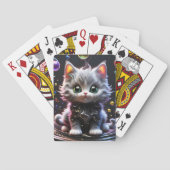 Deze zilveren en zwarte kitten is zo realistisch e pokerkaarten (Achterkant)